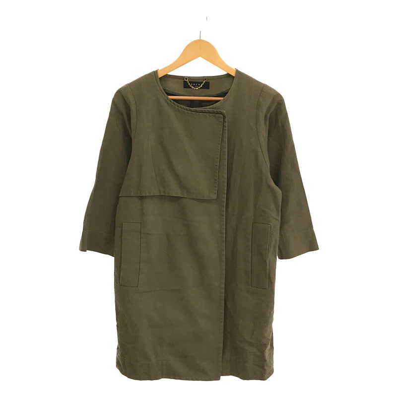 SACRA / サクラ | linen trench coat コットン リネン ノーカラー 