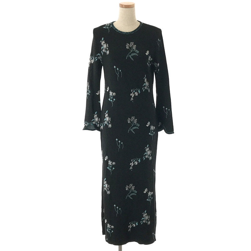 Mame Kurogouchi / マメクロゴウチ | 2022AW | Floral Jacquard Knitted Dress フローラル  ジャガード ニット ドレス ワンピース | 2 | ブラック | レディース