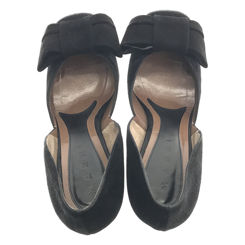 MARNI / 마르니 | 스웨이드 가죽 리본 펌프 | 38 | 블랙 | 여성