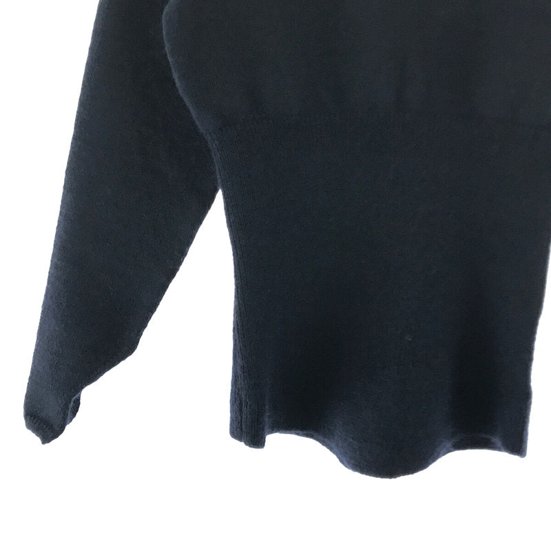 譚 | 2021秋冬 | SPONDISH 馬海毛緊身胸衣上衣 Spondish 馬海毛緊身胸衣 V 領針織毛衣 | F |海軍 |女性的