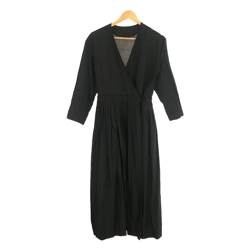 ARTS&SCIENCE / アーツアンドサイエンス | Tuck Bottom Wrap Dress タック ボトム ラップ ドレス カシュクール  ギャザー ワンピース | 1 |