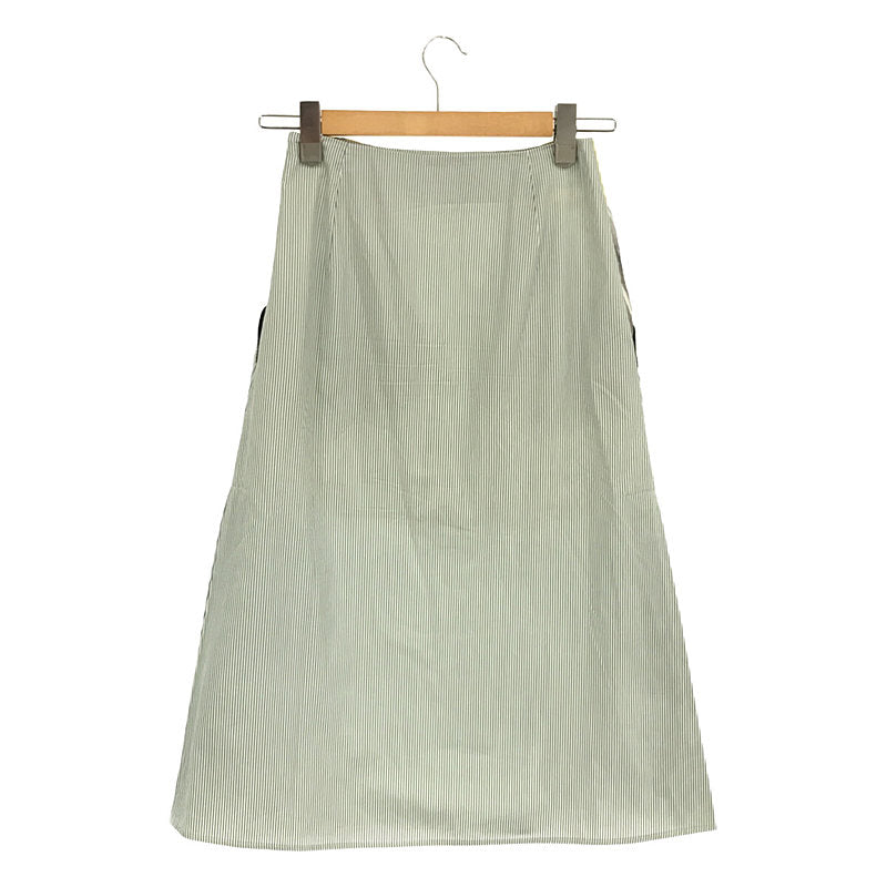 【미품】 AKANE UTSUNOMIYA / 아카네 우츠 노미야 | 2020SS | 포켓 전환 스트라이프 플레어 롱 스커트 | 36 | white×green | 여성