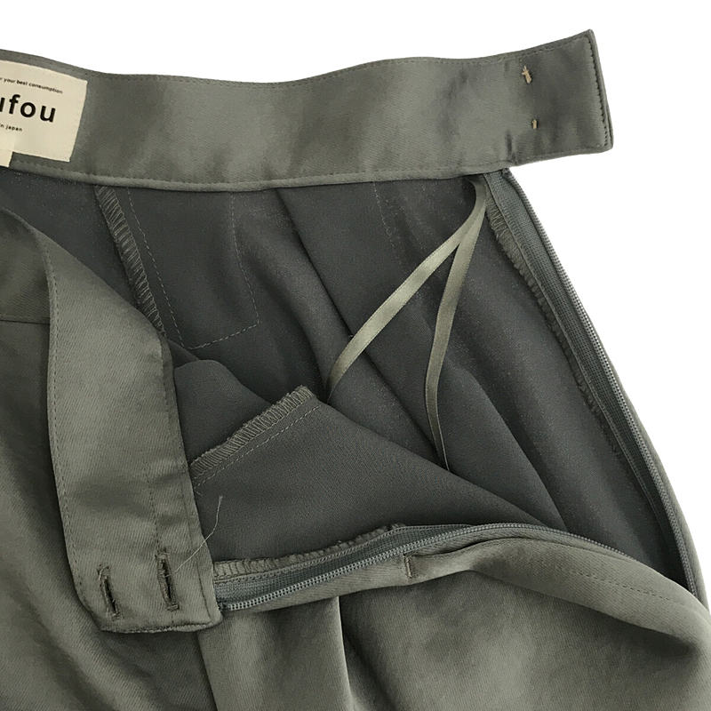 【미품】 foufou / 푸후 | open collar satin blouse / satin flair skirt 블라우스 스커트 설정 | -/1 | 블루 그레이 | 여성