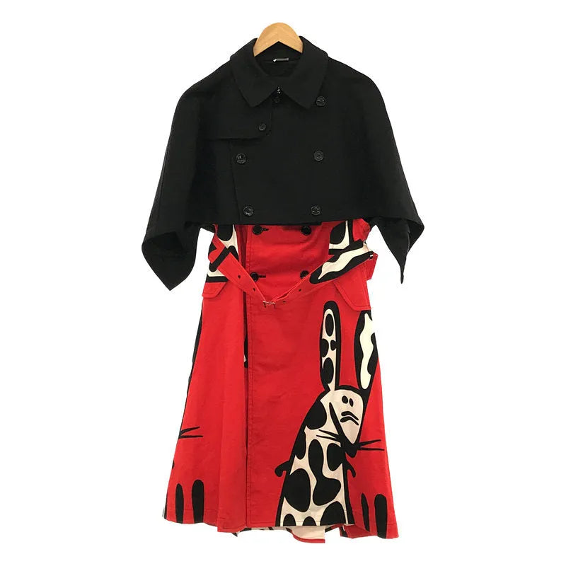 [品相良好] COMME des GARCONS HOMME PLUS | AD2020 2020AW |對接斗篷外套 | S |黑色/紅色 |男士