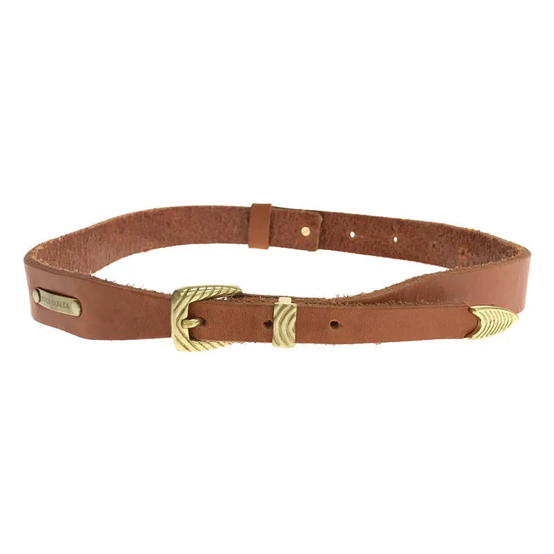 FUMIE = TANAKA / 후미에 타나카 | 골드 쇠장식 가죽 벨트 | - | 브라운 | 여성