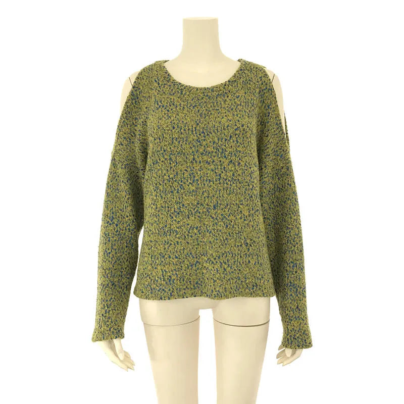 SeaRoomlynn |棉質絲帶編織設計套頭針織 |綠色/藍色 |女性的