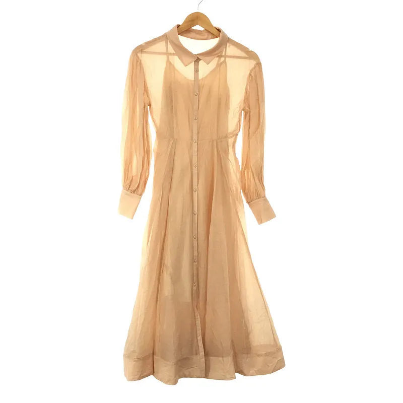 【美品】  eimy istoire / エイミーイストワール | 2021SS | ロング シアーフレアラインシャツワンピース キャミソールペチコート付き | F | ピンク | レディース