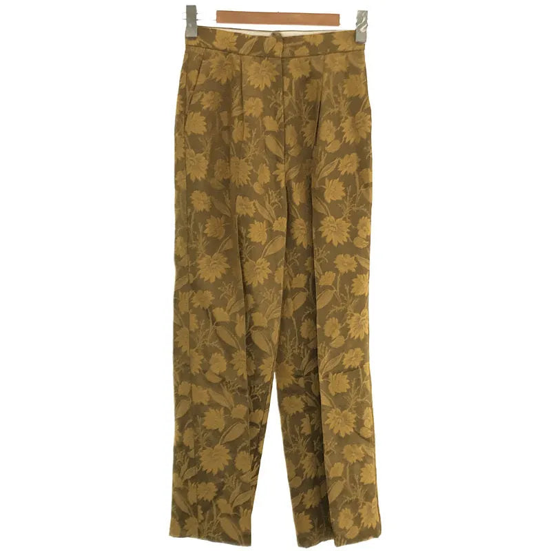 【美品】  エリコカトリ / ERiKOKATORi | 2021AW | flower jaquard pin tuck pants フラワー ジャガード タック パンツ | 36 | MUSTARD | レディース