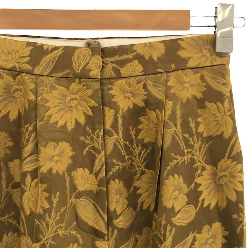 【美品】  エリコカトリ / ERiKOKATORi | 2021AW | flower jaquard pin tuck pants フラワー ジャガード タック パンツ | 36 | MUSTARD | レディース