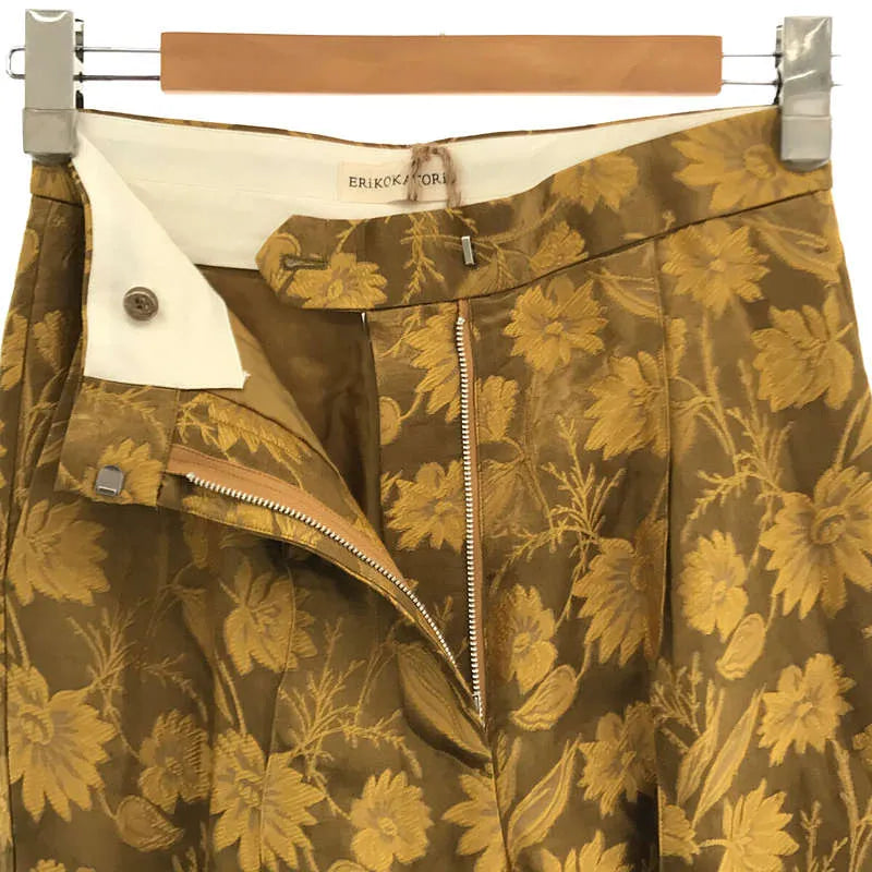 【美品】  エリコカトリ / ERiKOKATORi | 2021AW | flower jaquard pin tuck pants フラワー ジャガード タック パンツ | 36 | MUSTARD | レディース