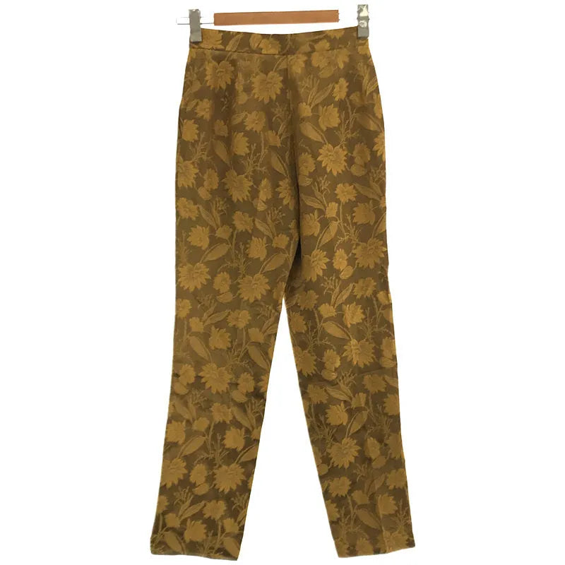 【美品】  エリコカトリ / ERiKOKATORi | 2021AW | flower jaquard pin tuck pants フラワー ジャガード タック パンツ | 36 | MUSTARD | レディース