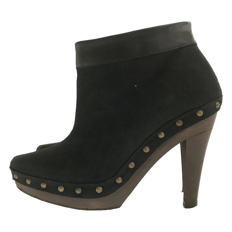 斯特拉·麥卡尼 |帶盒子的絨面革高跟短靴 | 37 |黑色 |女性的