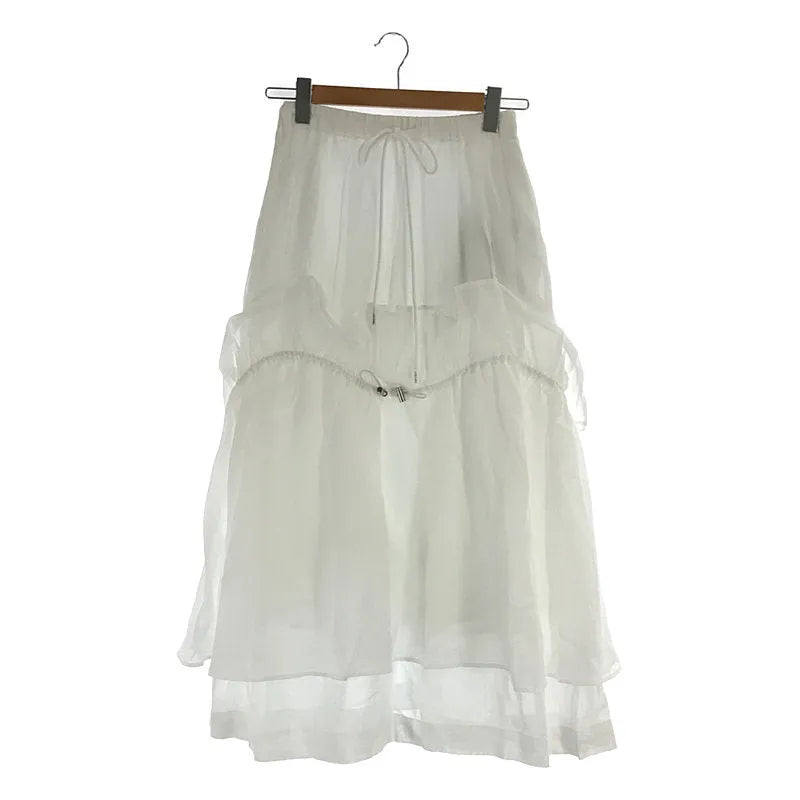 [新品] ENFOLD | 2020秋冬 |透明棉質抽繩分層裙 |尺寸 36 |白色 |女性的