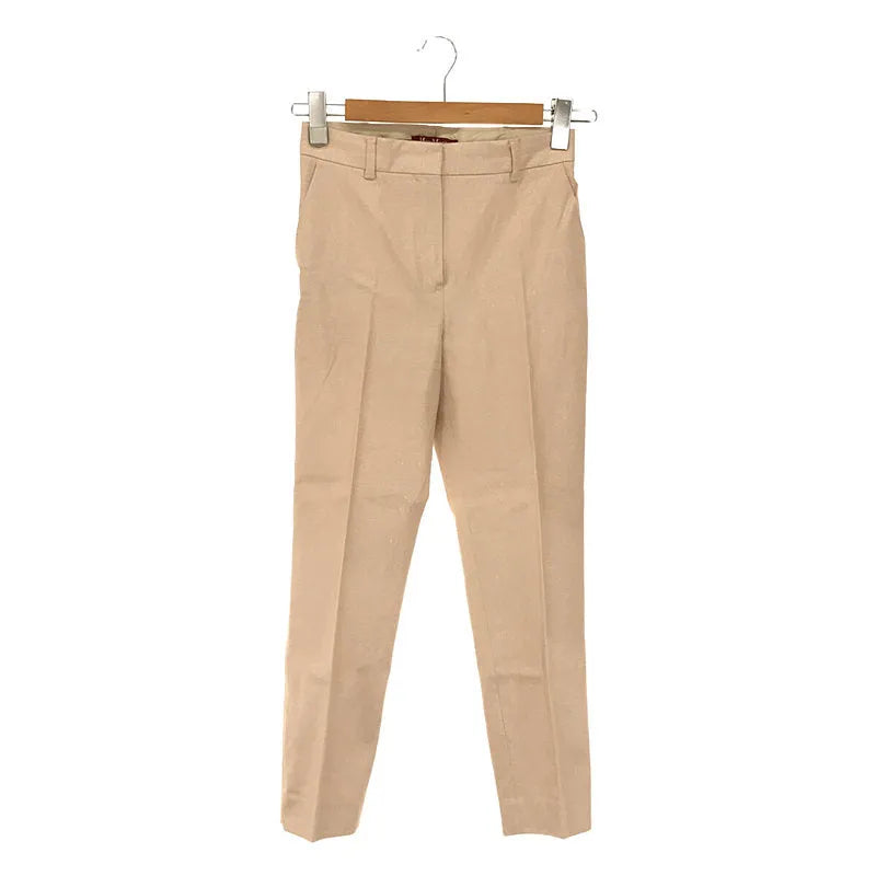 MAX MARA STUDIO / マックスマーラ ステュディオ | コットン ストレッチ ラメ 箔 プリント テーパード パンツ | 36 | ピンク | レディース