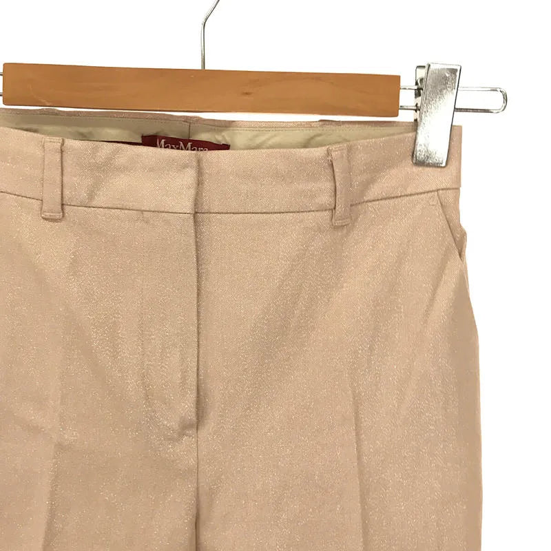 MAX MARA STUDIO / マックスマーラ ステュディオ | コットン ストレッチ ラメ 箔 プリント テーパード パンツ | 36 | ピンク | レディース