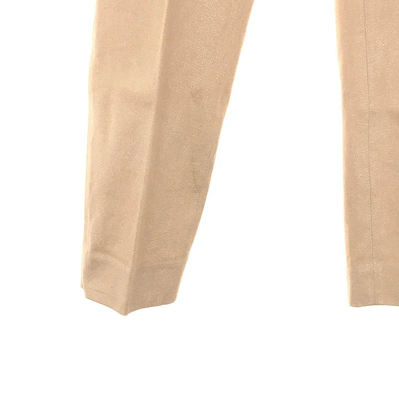 MAX MARA STUDIO / マックスマーラ ステュディオ | コットン ストレッチ ラメ 箔 プリント テーパード パンツ | 36 | ピンク | レディース