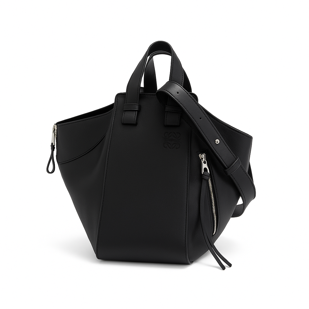 LOEWE / 로에베 | HAMMOCK MEDIUM 송아지 / 해먹 미디엄 크로스 바디 백 | 블랙 | 여성