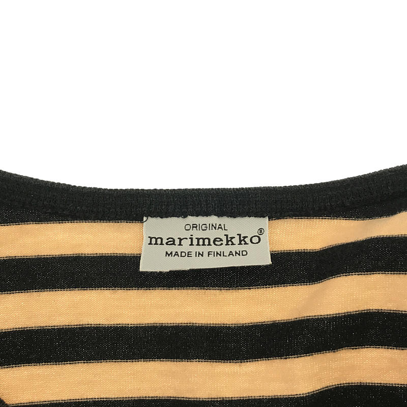 marimekko / マリメッコ | ボーダー クルーネックワンピース | 160 | ベージュ/ブラック | レディース