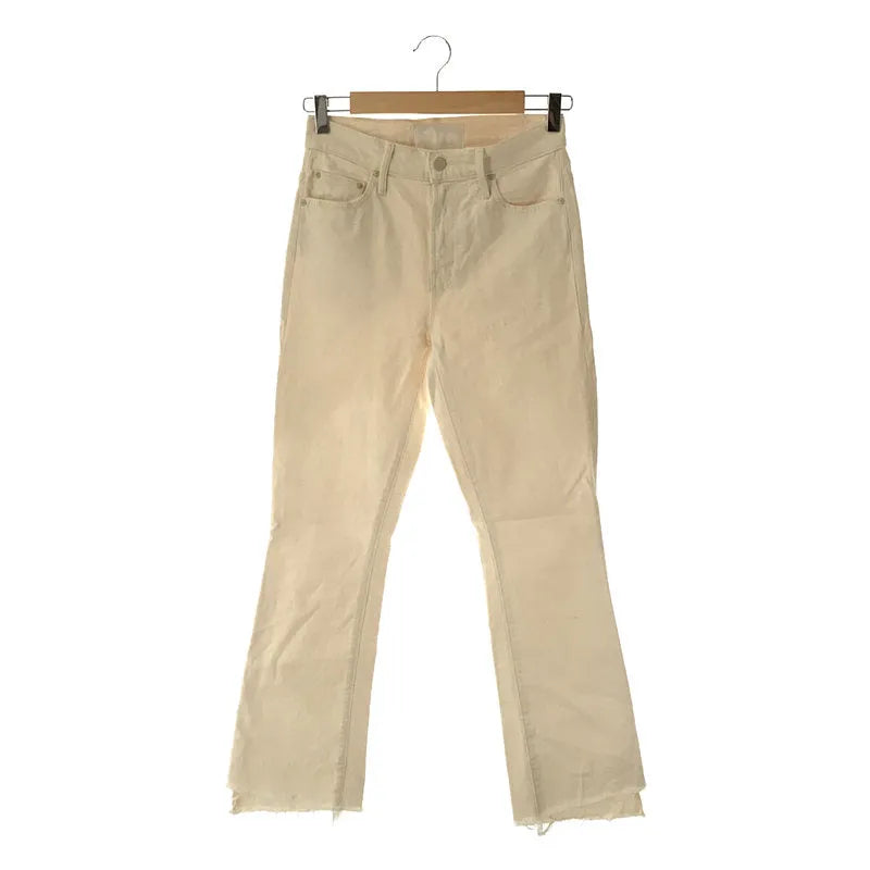 【美品】  MOTHER / マザー | INSIDER CROP STEP FRAY インサイダー クロップ ステップ フレイ カットオフ デニム パンツ | 24 | オフホワイト | レディース