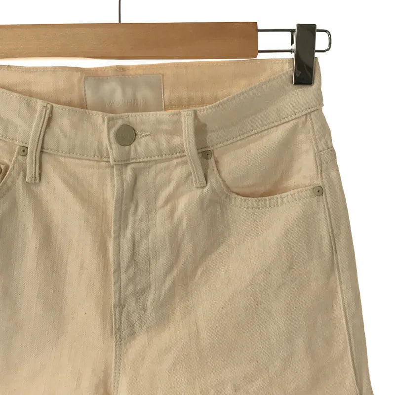 【美品】  MOTHER / マザー | INSIDER CROP STEP FRAY インサイダー クロップ ステップ フレイ カットオフ デニム パンツ | 24 | オフホワイト | レディース