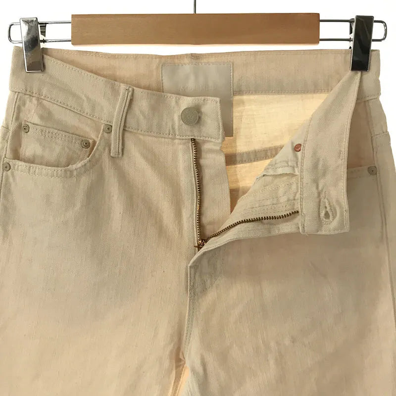 【美品】  MOTHER / マザー | INSIDER CROP STEP FRAY インサイダー クロップ ステップ フレイ カットオフ デニム パンツ | 24 | オフホワイト | レディース