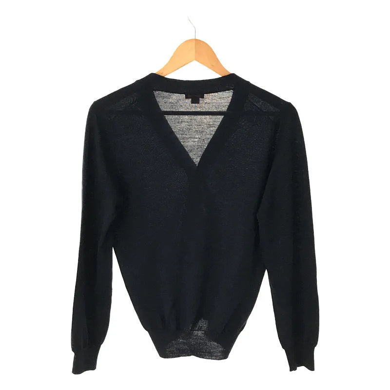 ALTEA / 알테아 | 이탈리아 SLIM FIT 슬림 핏 울 하이 게이지 V 넥 가디건 | XS | 네이비 | 남성