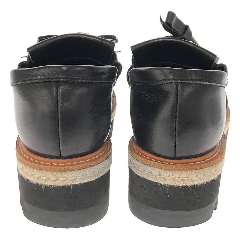 【美品】  Y's / ワイズ ヨウジヤマモト | × KAYO NAKAMURA カヨナカムラ 別注 レザー エスパドリーユ シャークソール キルト ローファー | 1 | ブラック | レディース