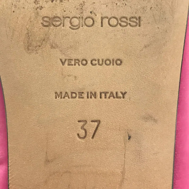 【美品】  sergio rossi / セルジオロッシ | イタリア製 クリスタル 装飾 スクエアトゥ ベルベッド フラット シューズ パンプス 箱・保存袋有 ベロア | 37 | ピンク | レディース