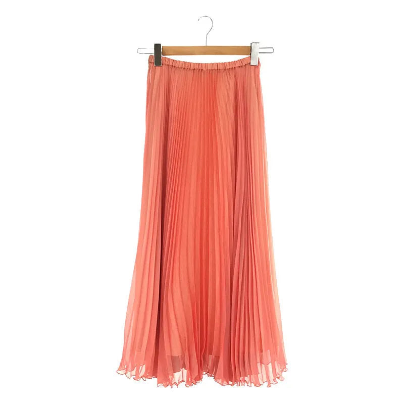 【美品】  AMERI / アメリ | UND 2WAY SHEER CHAMBRAY SKIRT ペチコート付き シアー シャンブレー プリーツ ロング スカート | S | ピンク | レディース