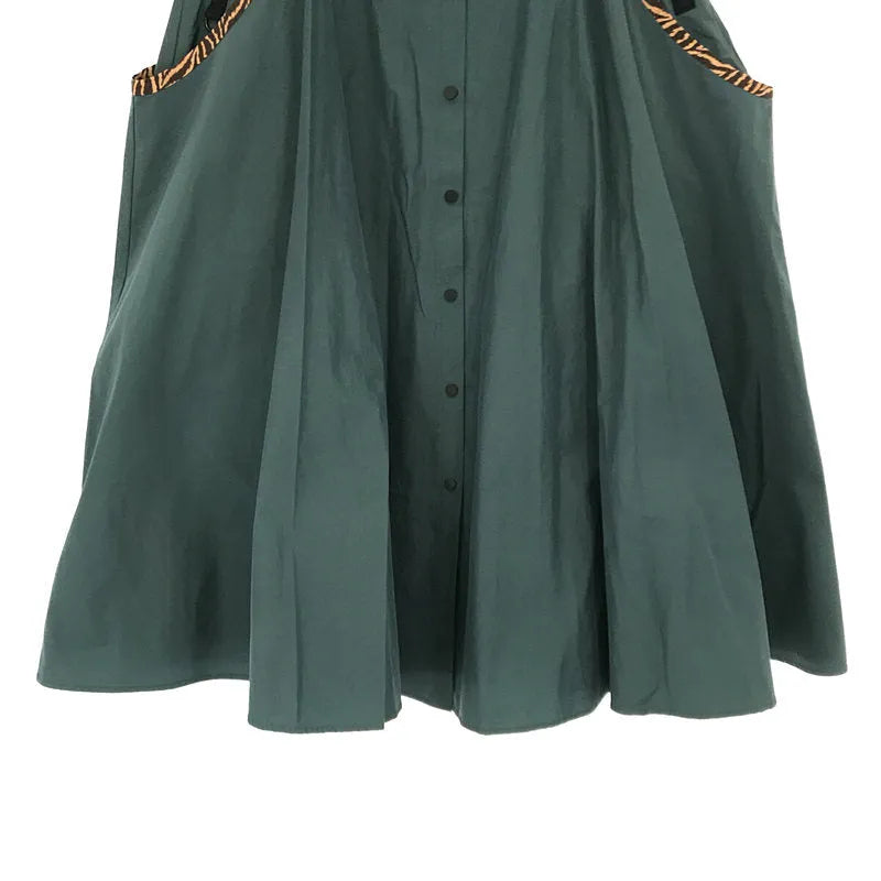 【美品】  AKANE UTSUNOMIYA / アカネウツノミヤ | 2019SS | ナイロン コットン ウォッシュ パイピング ポケット フレア ロング スカート | 36 | olive | レディース