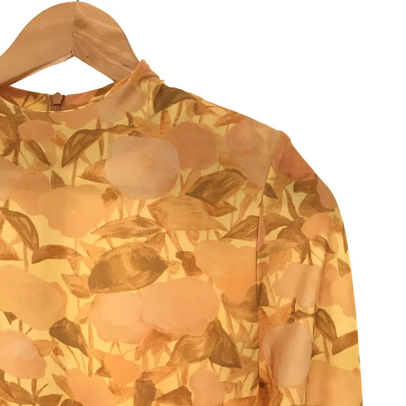 【新品】  TOGA / トーガ | 2022SS | × TOMOO GOKITA 五木田智央 コラボ フラワー プリント ロング ワンピース ドレス | 36 | ORANGE | レディース