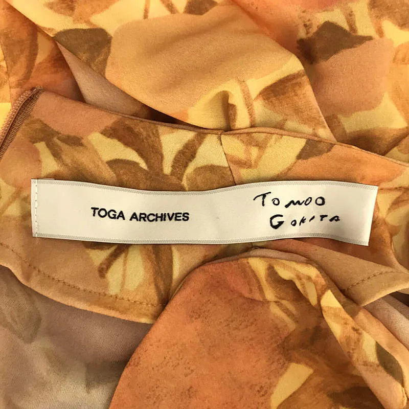 【新品】  TOGA / トーガ | 2022SS | × TOMOO GOKITA 五木田智央 コラボ フラワー プリント ロング ワンピース ドレス | 36 | ORANGE | レディース