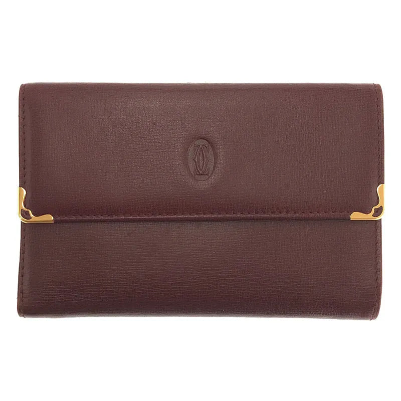[狀況良好] 卡地亞 | Must Line 三折扣皮革皮夾折疊長皮夾 | - |波爾多 |女性的