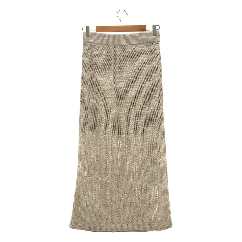 【미품】 Spick and Span / 스픽 앤 스팬 | 2023SS | 메쉬 니트 스커트 | F | 자연 | 여성