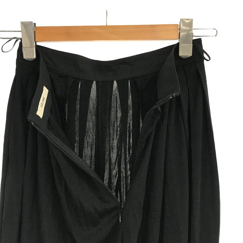 【美品】  CELINE / セリーヌ | フィービー期 トリアセテート プリーツワイドパンツ | 36 | ブラック | レディース