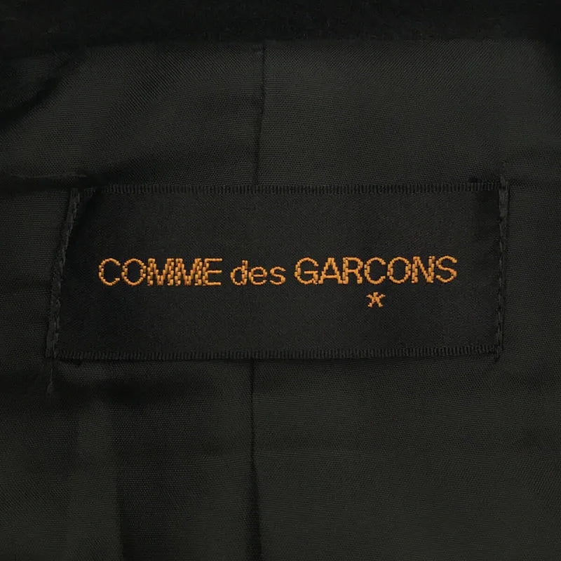 [品相良好] COMME des GARCONS | 1980年代 | 80 年代復古早期羊毛不對稱腰帶雙切斯特菲爾德大衣 |黑色 |女性的