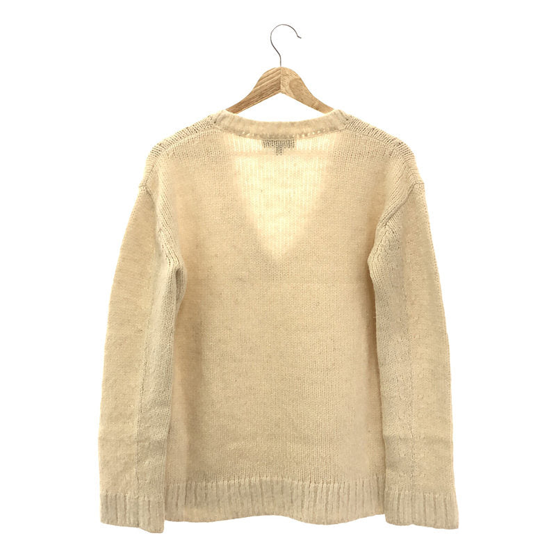 Drawer | Alpaca Silk Rib Knit V-Neck Knit | 2 | White | Women's