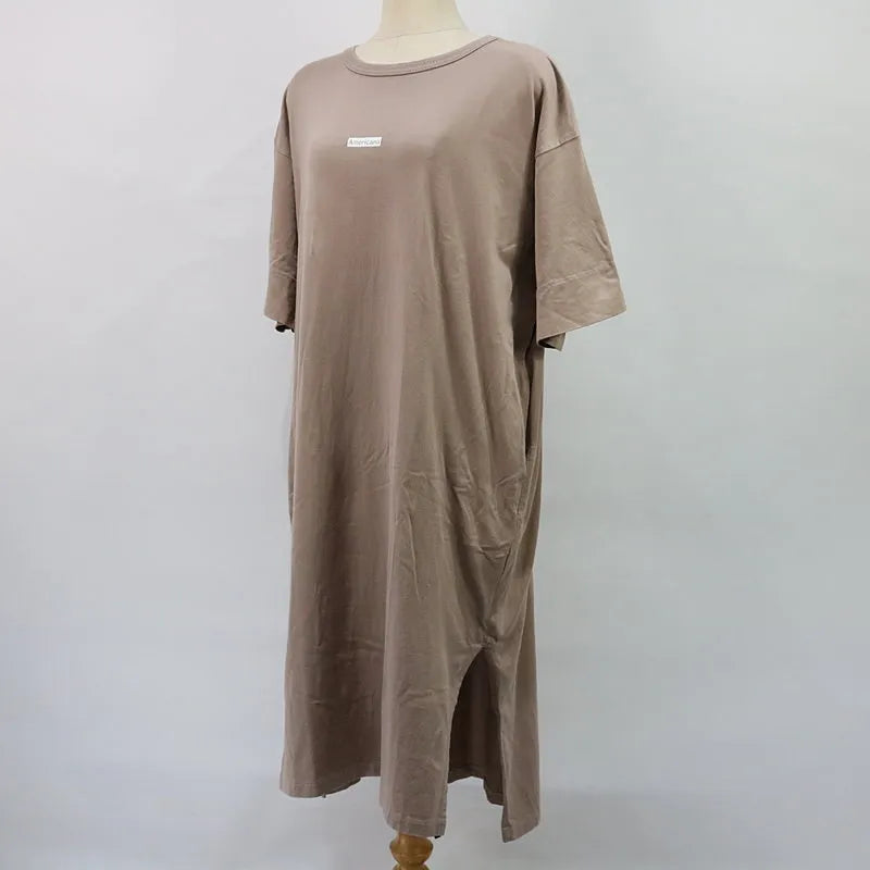 美國風格 |盒子標誌剪裁和縫製連身裙 |米色 |女性的