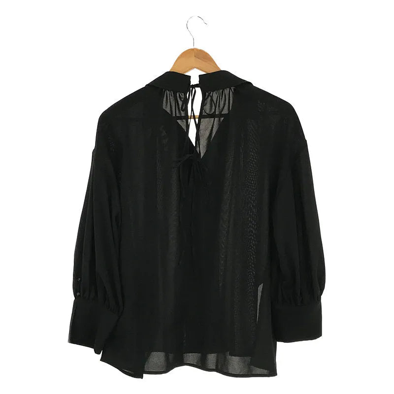 【新品】  CADUNE / カデュネ | セットアップ シャツ ブラウス / リブ ニット 切替 ギャザー ロング ワンピース | 36 | ブラック | レディース