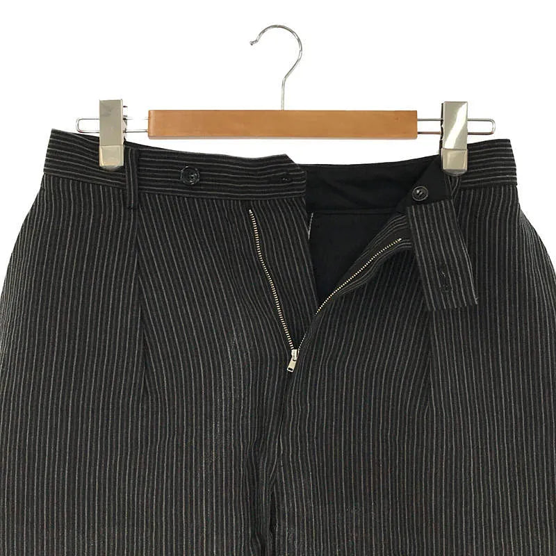 【新品】  MAINU / マイヌ | 2021SS | Linen/和紙 Ojo Stripe Side Dirts Pocket Wide Pants リネン ストライプ サイドダーツポケット ワイドパンツ | 1 | ブラック | メンズ