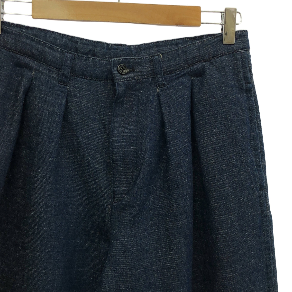 COMME des GARCONS | 經編布料2014春夏 |棉麻仿牛仔2褶褲| S |靛藍|男士