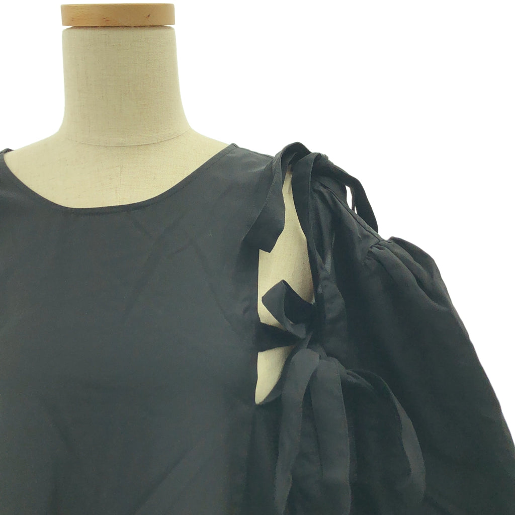 【미품】 RENATA BRENHA / 레너 타브레나 | 컷 아웃 슬리브 개더 볼륨 드레스 원피스 | 블랙 | 여성