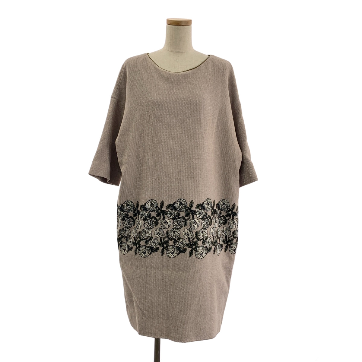 mina perhonen / ミナペルホネン | rosy ローズ / ウール エンブロイダリー ワンピース | 38 | レディース