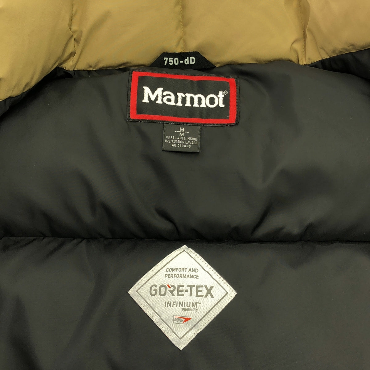 【美品】  MARMOT / マーモット | × SHIPS別注 GORE-TEX 750-fill / ゴアテックス ダウンジャケット | M | ベージュ/ブラック | メンズ