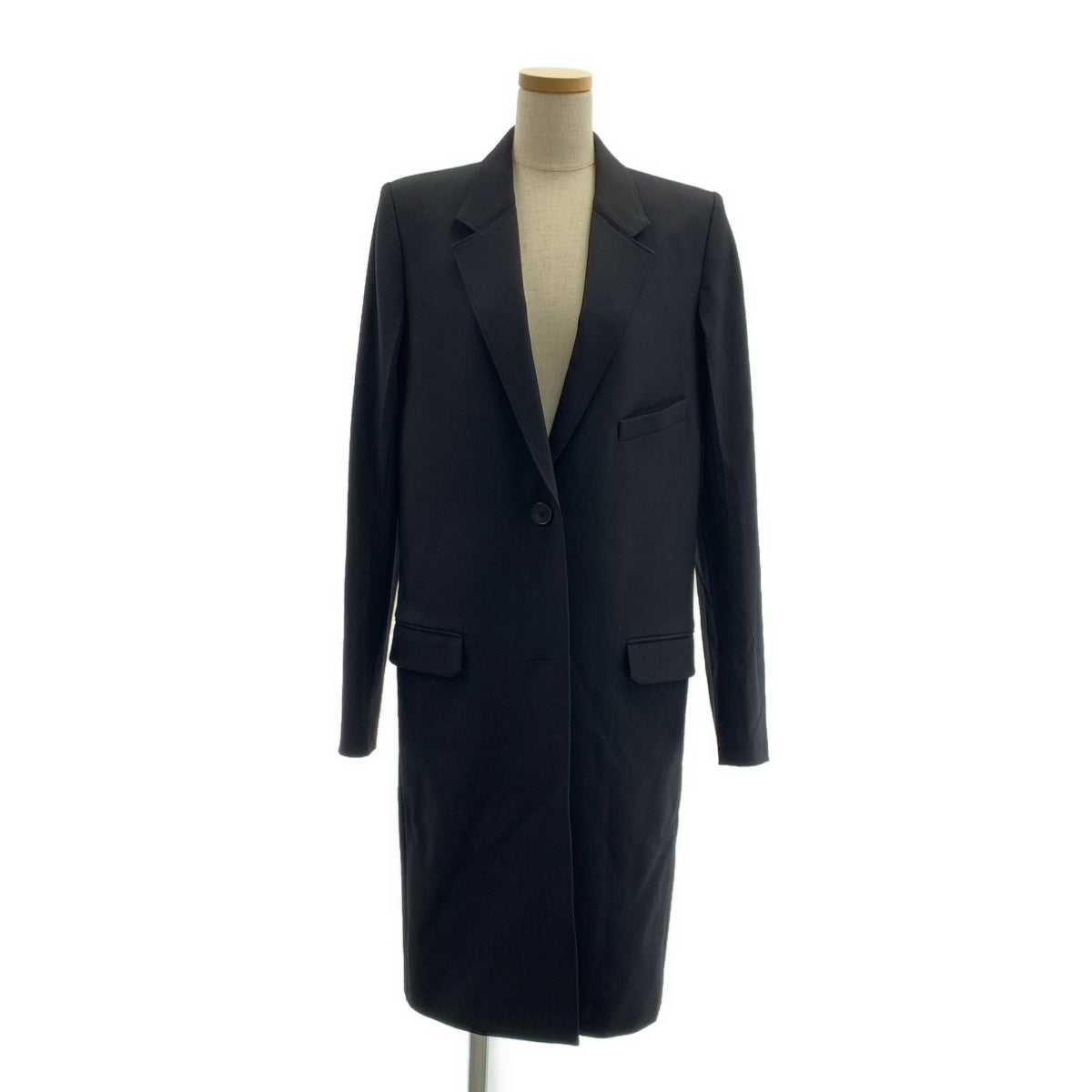 [狀況極佳] HELMUT LANG | 標誌紐扣單切斯特長外套 | 全襯裡 | XS 碼 | 黑色 | 女款