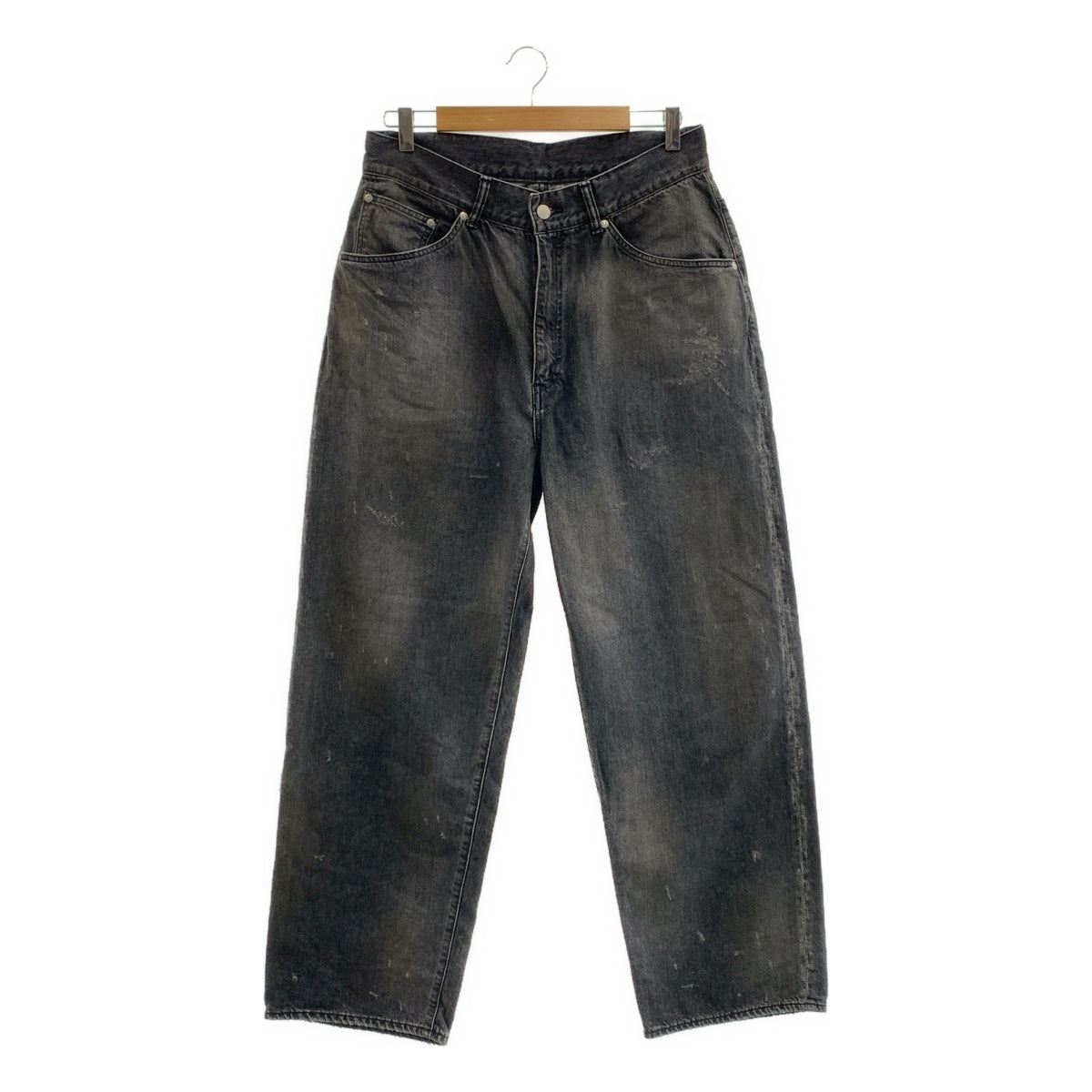 [類似新品] ANCELLM | 錐形五分牛仔褲 | 做舊黑色牛仔褲 | 2碼 | 炭灰色 | 男款