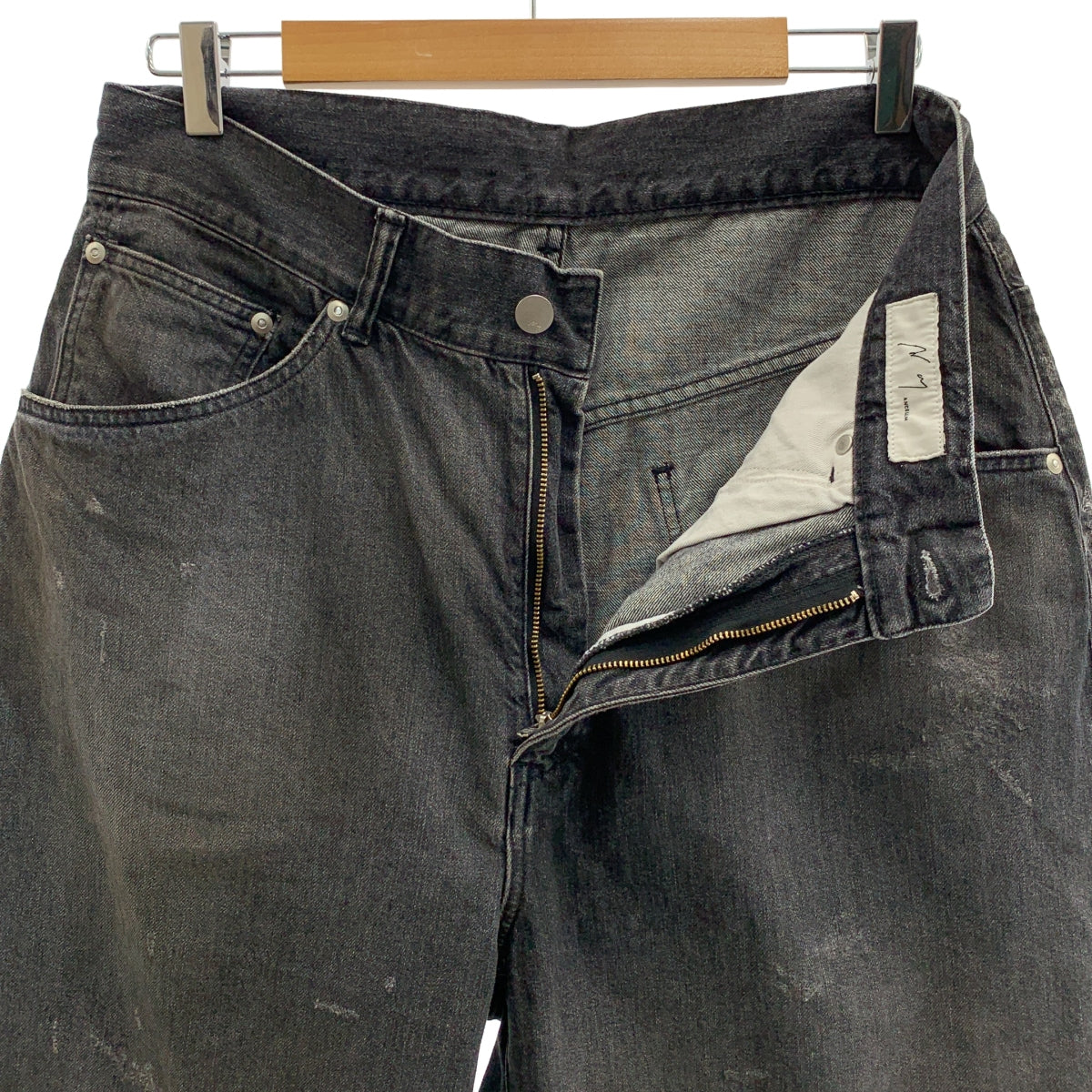 [類似新品] ANCELLM | 錐形五分牛仔褲 | 做舊黑色牛仔褲 | 2碼 | 炭灰色 | 男款