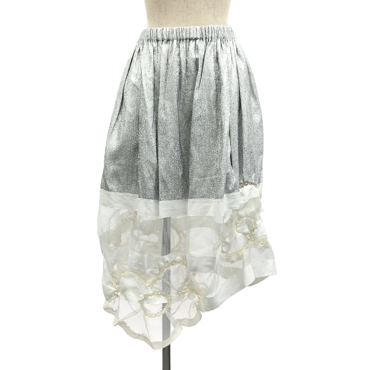 tricot COMME des GARCONS / Tricom De Galson | 2015SS | 비쥬 장식 광택 가공 허리 고무 드로우 스트링 스커트 |