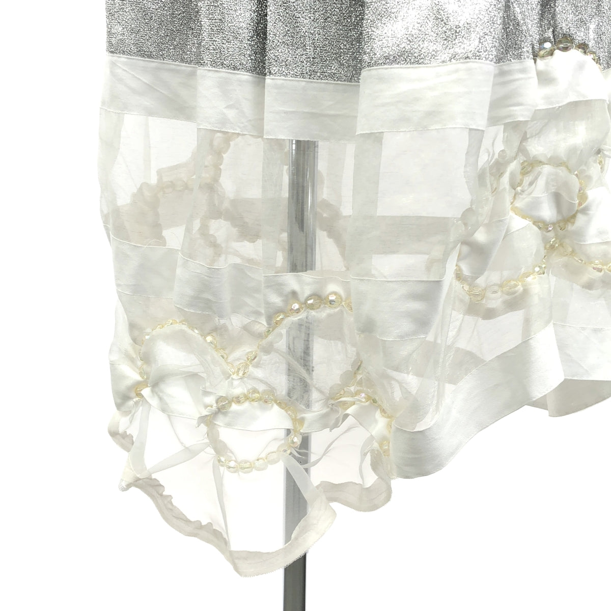 tricot COMME des GARCONS / Tricom De Galson | 2015SS | 비쥬 장식 광택 가공 허리 고무 드로우 스트링 스커트 |