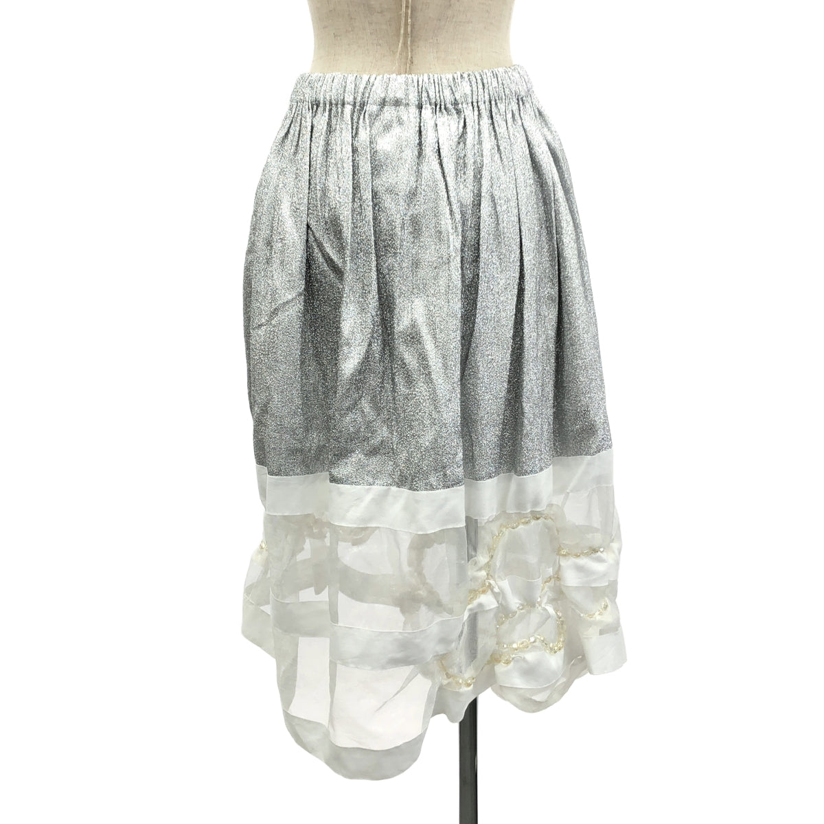 tricot COMME des GARCONS / Tricom De Galson | 2015SS | 비쥬 장식 광택 가공 허리 고무 드로우 스트링 스커트 |